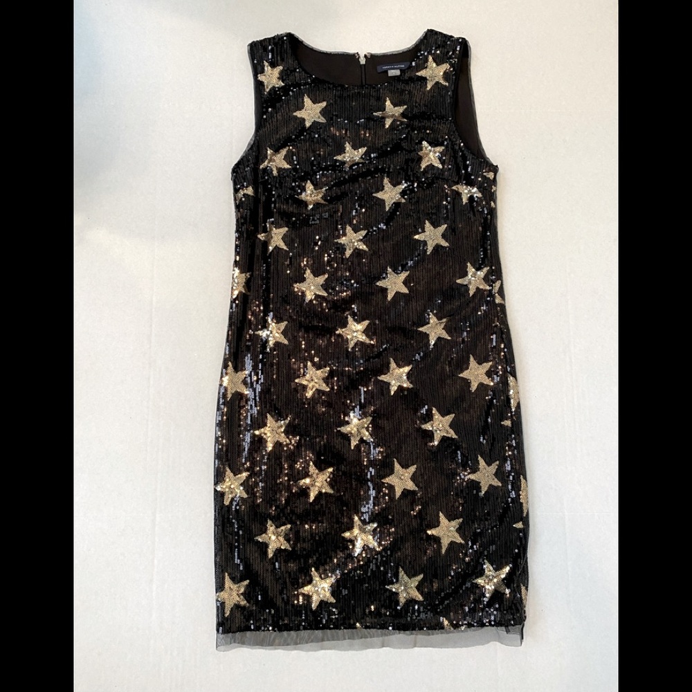 Tommy Hilfiger Black and Gold Star Midi Dress